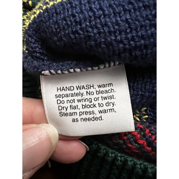 Vtg Pendleton Womens Horse Crest Mock Turtleneck Sweater Blue Red Sz M - Picture 8 of 10